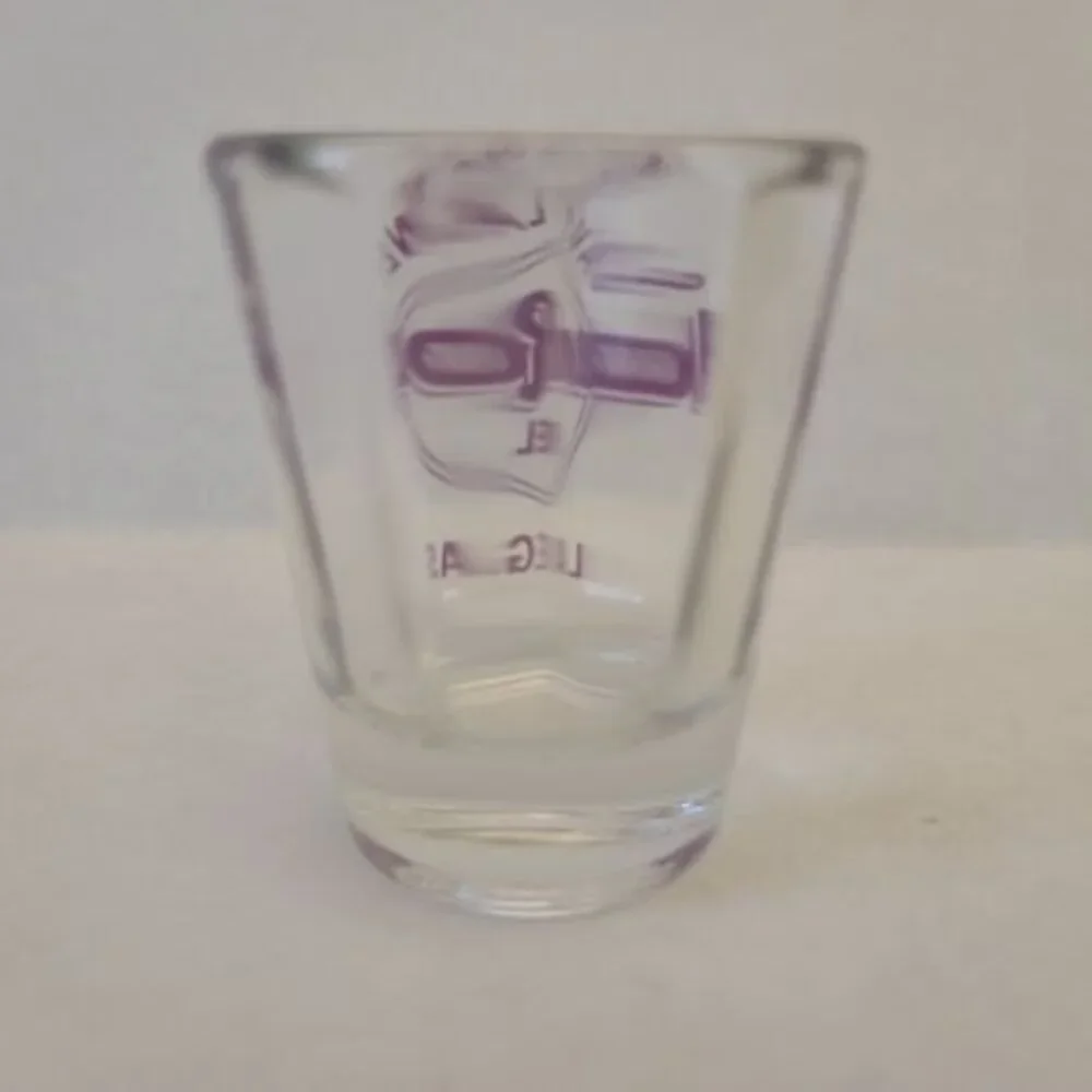 Hard Rock Cafe Save the Planet  Beveled Shot Glass Purple Logo Las Vegas
